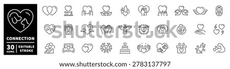 Collection of heart icons representing love, family, and relationships