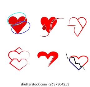 Collection of heart icons in various styles, ideal for love, romance, health, and social media designs.