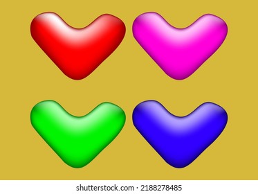 Collection Of Heart Illustration,love Symbol Icon Set In 3D Clay Style Suitable For Icon,sign,animation And Background