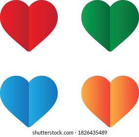 Collection of heart illustrations, color gradient symbol icon of love