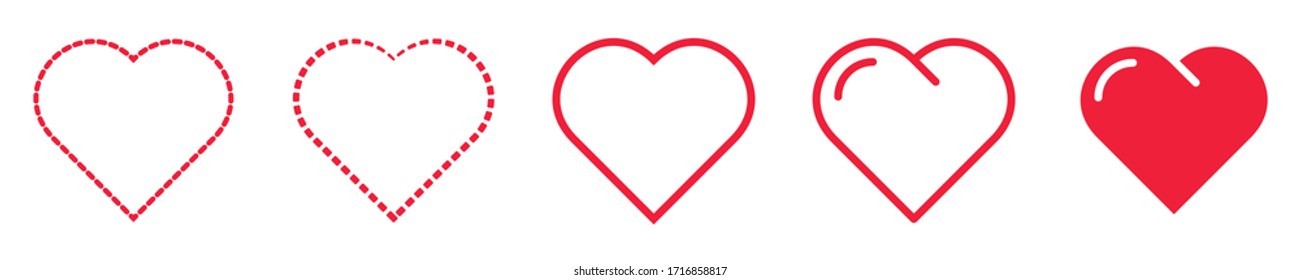 Collection of heart illustrations, Love symbol icon set, love symbol. Heart and Love Icon Symbol isolated white background. vector illustration. color editable.