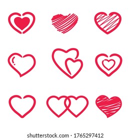 Collection of heart illustrations, Love symbol icon set, love symbol.