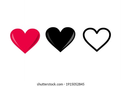 Collection of heart illustrations, Love symbol icon set, love symbol