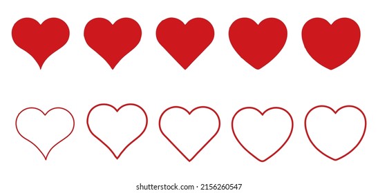 Collection of heart illustrations, love symbol vector.