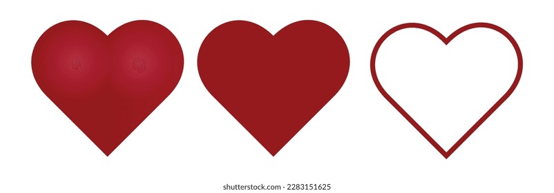 Collection of heart illustrations, Love symbol icon set.
