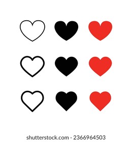 Collection of heart illustrations, Love symbol icon set, love symbol vector.