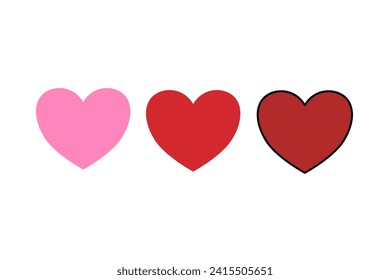 Collection of heart illustrations, Love symbol icon set, love symbol vector.Collection of Love Heart Symbol Icons. Love Illustration Set with Solid and Outline Vector Hearts.