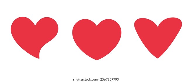 Collection of heart illustrations, love symbol icon, valentine's day red heart. Isolated editable vector.