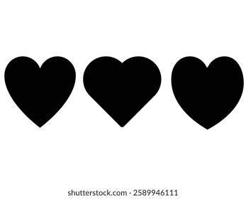 
Collection of heart illustrations, Love symbol icon set, love symbol vector. black colour hearts icon