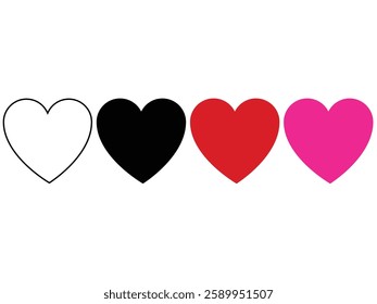 Collection of heart illustrations, Love symbol icon set, love symbol vector.