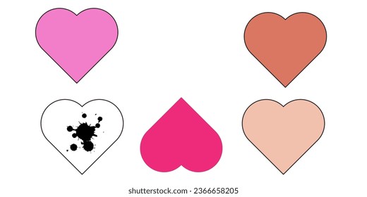 Collection of heart illustrations, Love symbols icon set, love symbols vector.