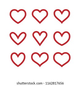 Collection of heart illustrations, set of hearts, love symbol