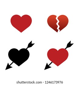 Collection of heart illustrations, set of hearts, love symbol