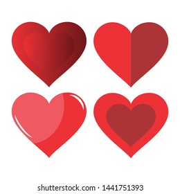 Collection of heart illustrations, set of hearts, love symbol icon.