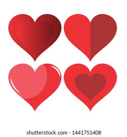 Collection of heart illustrations, set of hearts, love symbol icon.
