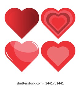 Collection of heart illustrations, set of hearts, love symbol icon.