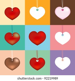 Collection heart on different color. vector illustration