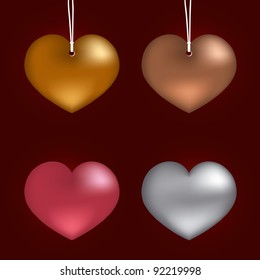 Collection heart on metal. vector illustration