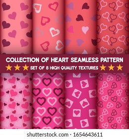 Collection of Heart Seamless Pattern.