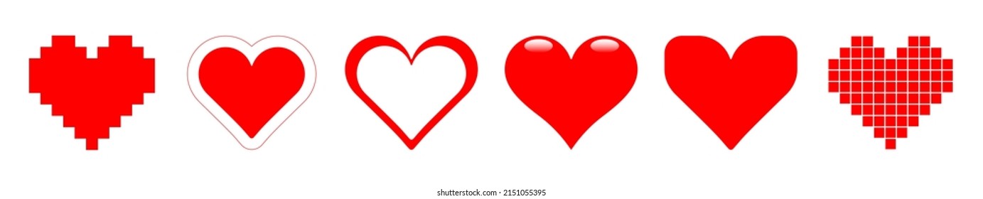 Collection of Heart shape icon set. Valentine icons for web. Vector illustration
