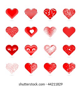 A Collection of a Heart Shapes. Vector Illustration.