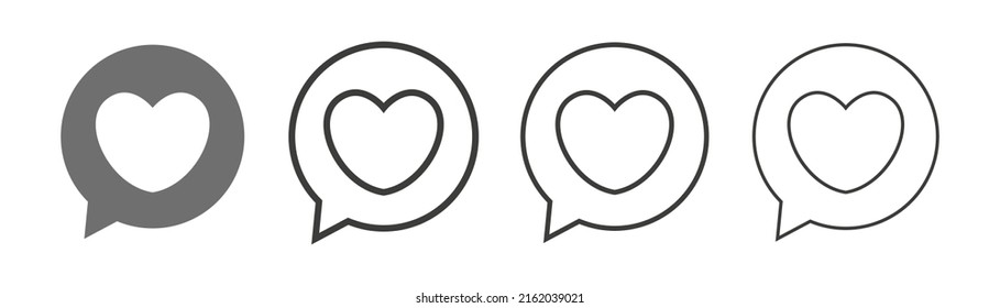 Collection of Heart in Speech Bubble Line Icons