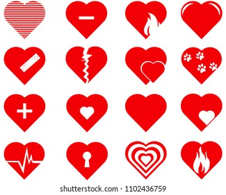 Collection of heart symbol.Vector hearts icons set