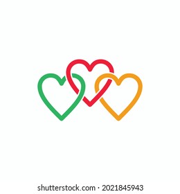 Collection of heart Vector Design, Love symbol icon set, flat style isolated on white background