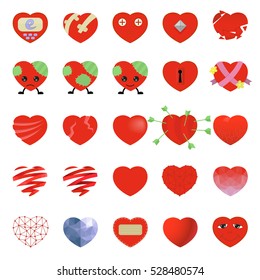 Collection heart vector emoji set. Funny emoticon icon hearts for web. Heart icon 
