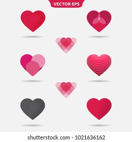 Collection of Heart vector icon, Love symbol. Symbol of care and tenderness. Valentine's Day sign, emblem isolated on white background. Health logo. Flat style for graphic and web design, logo.