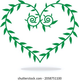 
Colección de ilustraciones de vectores cardíacos,
con hojas verdes, icono, símbolo, amor, valentina. fondo blanco