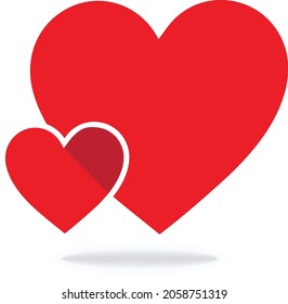 Collection of heart vector illustrations,
Two stars are placed on top of each other, icon, symbol, love, valentine. white background