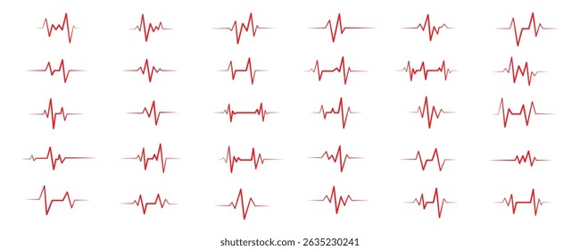 Collection of heartbeat line icon vector illustration on white background