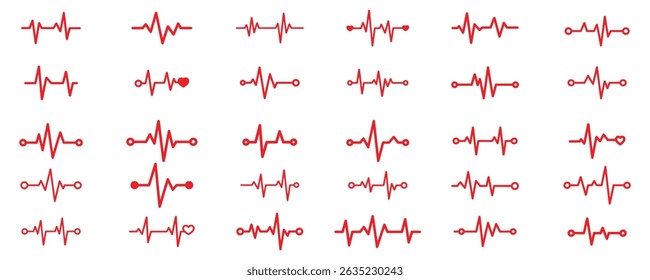 Collection of heartbeat line icon vector illustration on white background