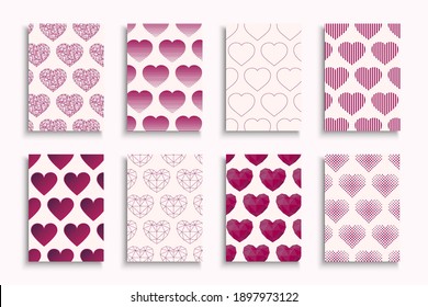 Colección de carátulas, plantillas, carteles, folletos, pancartas, volantes, etc. Feliz día de San Valentín postales, afiches, invitación, etiquetas. A los rosados les encantan las tarjetas creativas.