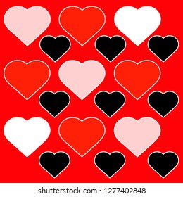 A collection of hearts of different sizes. St. Valentine's Day. Symbol of love.