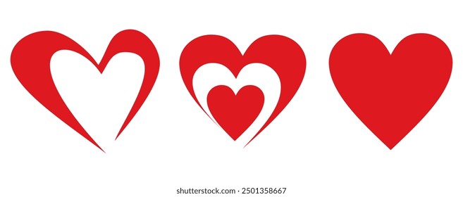 Collection of hearts in flat style. heart icon.
