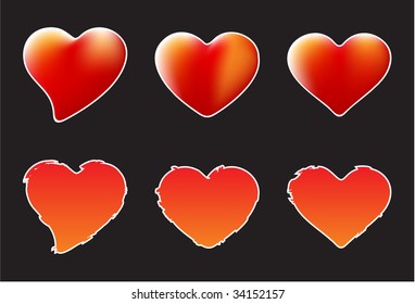 A collection of of hearts - grungy and mesh vector images