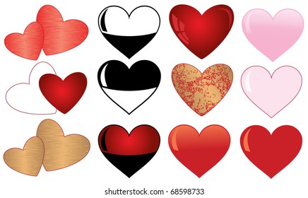 collection of  hearts. isolated on white background. Vector illustration