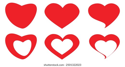 Collection of hearts in many colors, color palette with heart icon. Collection of hearts in flat style. heart