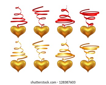 Collection of hearts on a streamer