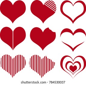 collection of hearts on white background. eps 10