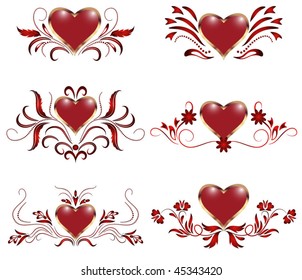 Collection of hearts with ornament