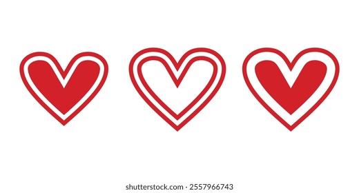 Collection of hearts in red color