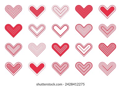 Collection of hearts vector icons set.