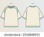 A collection of Heavy GSM oversized T-shirt CAD or Flat drawings for boys, men, girls, women and unisex featuring diverse cut-and-sew designs with unique silhouettes and seam details