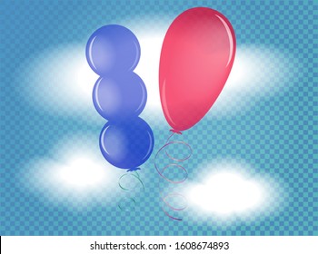 Collection Of Helium Colorful Glossy Balloons Background. Group Of Realistic Flying Ballons For Design And Business, Celebration Party, Anniversary, Birthday Decorations. EPS10. Vector Illustration.