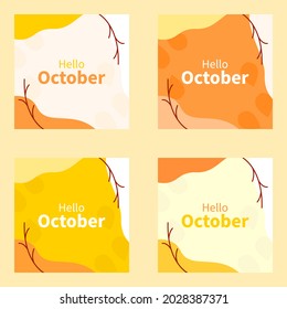Colección de tarjetas Hello Octubre en Ilustración de diseño plano