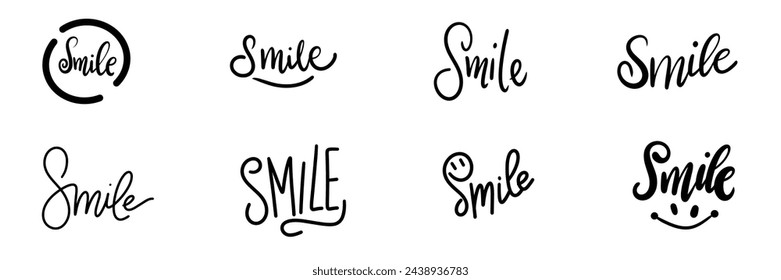 Collection of Hello Winter text banner isolated on transparent background. Hand drawn vector art