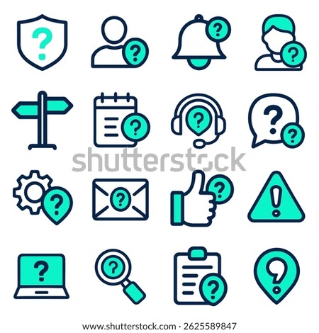 Collection of Help, FAQ, and Support Icons Question Mark Symbols in Various Contexts